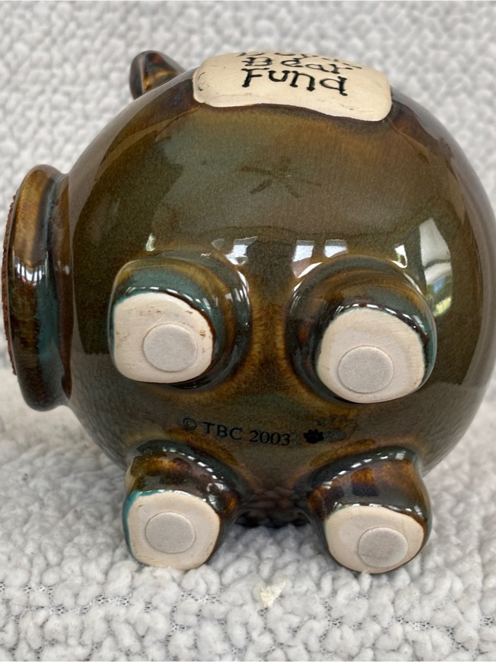 Boyds Bears Brown and Cream Ceramic Savings Piggy Bank - Picture 7 of 9